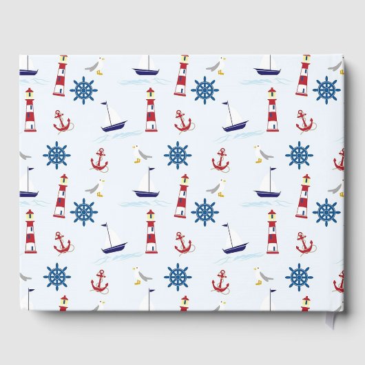 Het is een jongen, Nautical Oceanic Baby shower Gu Gastenboek (Achterkant)