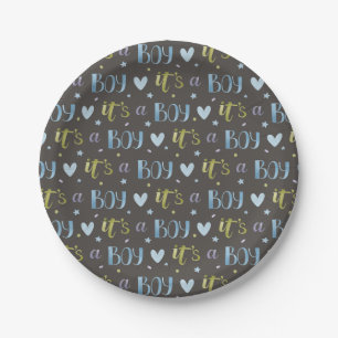 Het is een jongen nieuwe baby papieren bord