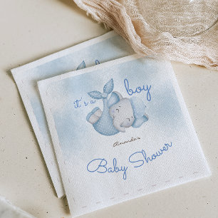 Het is een jongen olifant baby jongen shower blauw servet