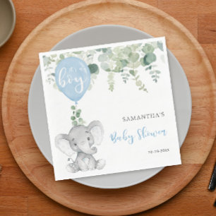 Het is een jongen olifant ballonnen baby shower gr servet