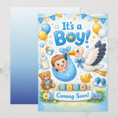 Het is een Jongen Ontwerp – Baby Aankondiging (Voorkant / Achterkant)