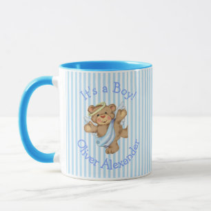 Het is een jongen op maat gemaakte teddybeer engel mok