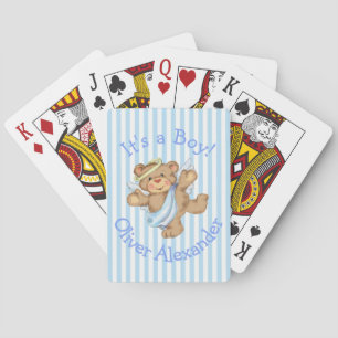 Het is een jongen op maat gemaakte teddybeer engel pokerkaarten