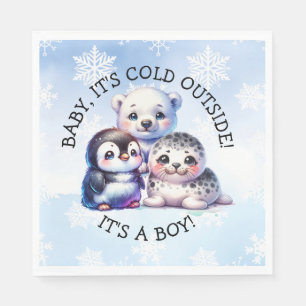 Het is een jongen   Polar Arctic Winter Baby showe Servet
