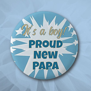 Het is een jongen! Proud Papa Button