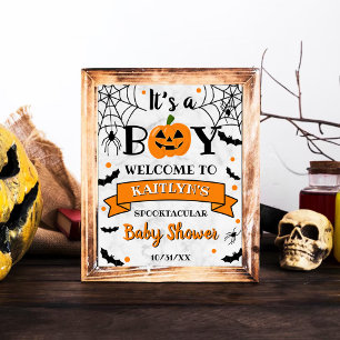 "Het is een jongen" Pumpkin Halloween Baby shower Poster