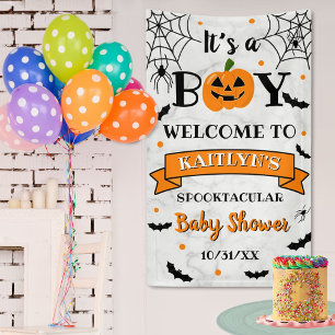 "Het is een jongen" Pumpkin Halloween Baby shower  Spandoek