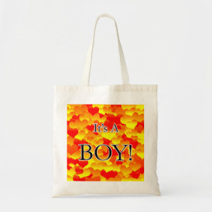Het is een jongen! Rode en gele harten Tote Bag