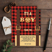 Het is een jongen Rustic Lumberjack Flannel Baby s Bedankkaart