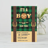 Het is een jongen Rustic Lumberjack Flannel Baby s Kaart (Staand voorkant)