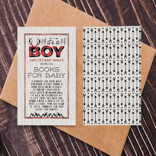 Het is een jongen! Rustic Play Lumberjack Baby sho Informatiekaartje