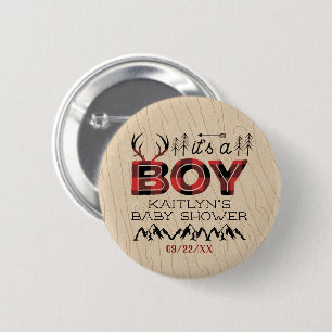 Het is een jongen! Rustic Play Lumberjack Baby sho Ronde Button 5,7 Cm