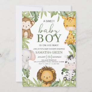 Het is een jongen Safari Baby Shower Kaart