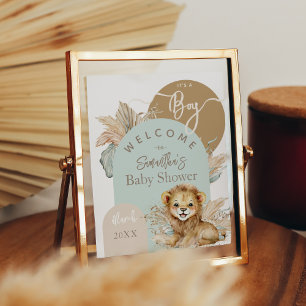 Het is een jongen Safari Theme Lion Baby shower We Poster