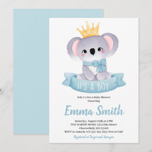 Het is een jongen Schattige Koala Aquarel Baby Sho Kaart