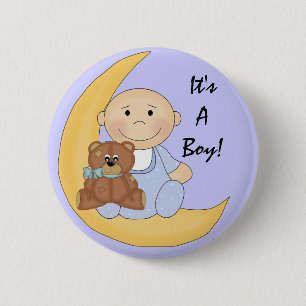 Het is een jongen - Schattigee Baby Cartoon Ronde Button 5,7 Cm