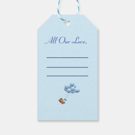 Het is een Jongen Teddy Bear en Balloons Cadeaulabel (Achterkant)