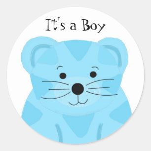 Het is een Jongen Tiger-Baby geboorteaankondiging Ronde Sticker
