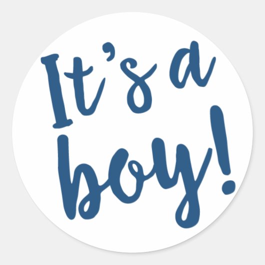 Het is een jongen trendy script in Navy Blue Ronde Sticker (Voorkant)