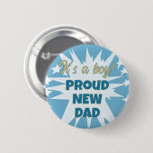 Het is een jongen! Trotse nieuwe vader Button (Voorkant /achterkant)