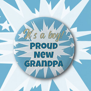 Het is een jongen! Trotse opa Button