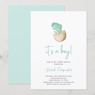 Het is een jongen van een dinosaurus-baby shower kaart