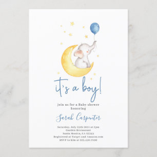 Het is een jongen van een olifanten baby shower kaart