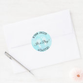 Het is een jongen voetafdrukken Baby shower Sticke Ronde Sticker (Envelop)