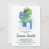 Het is een jongen waterverf dinosaurus baby shower kaart (Voorkant)