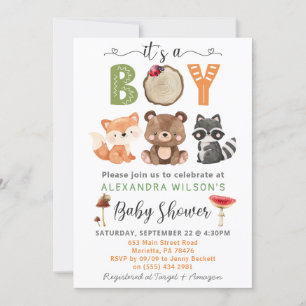 Het is een jongen Woodland Animals Baby shower Inv Kaart