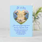 Het is een jongen Zachte Blauwe Baby Shower Uitnod Kaart (Staand voorkant)