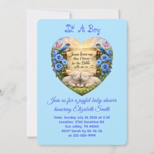 Het is een jongen Zachte Blauwe Baby Shower Uitnod Kaart (Voorkant)