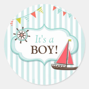 Het is een Jongen Zeilboot Baby shower Stickers