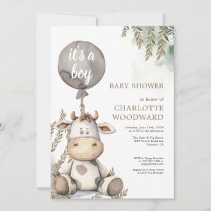 Het Is Een Jongens Ballon Koe Baby Shower Kaart