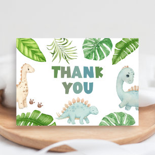 Het is een jongens dinosaurus baby shower bedankkaart