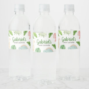 Het is een jongens dinosaurus baby shower waterfles etiket