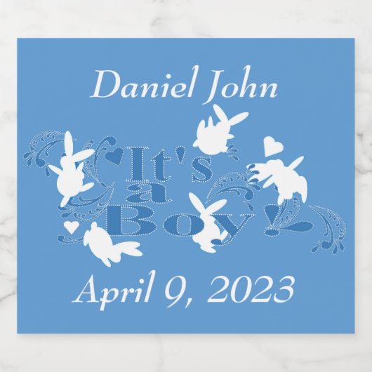 Het is een jongens konijntjes mousserende wijn lab sparkling wijnetiket (Enkel label)