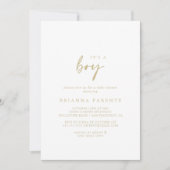 Het is een jongensmodern elegant gouden Baby showe Kaart (Voorkant)