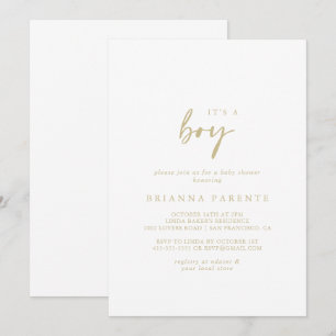 Het is een jongensmodern elegant gouden Baby showe Kaart