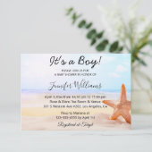 Het is een jongetje, baby shower, strand en tropis kaart (Staand voorkant)
