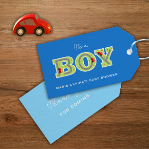 Het is een jongetje, Cars baby shower Cadeaulabel
