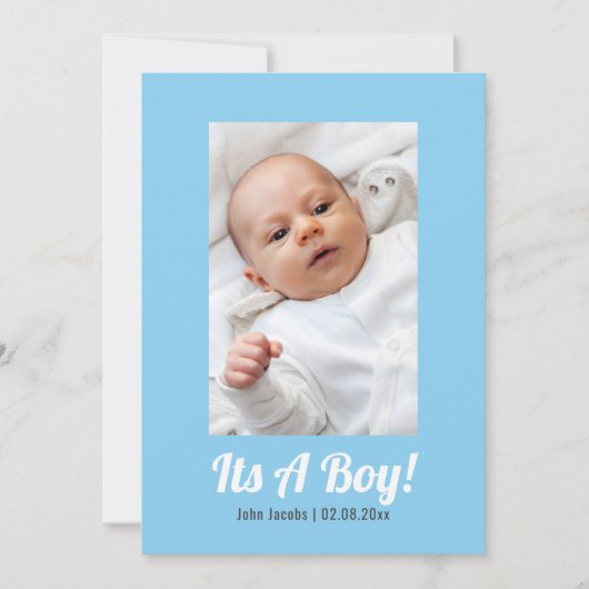 Het is een jongetje, fotogeheugen, baby shower kaa kaart (Voorkant)