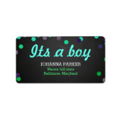 Het is een jongetje kleurrijke Confetti rustieke k Etiket (Voorkant)