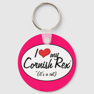Het is een kat! Ik hou van mijn cornish Rex Sleutelhanger
