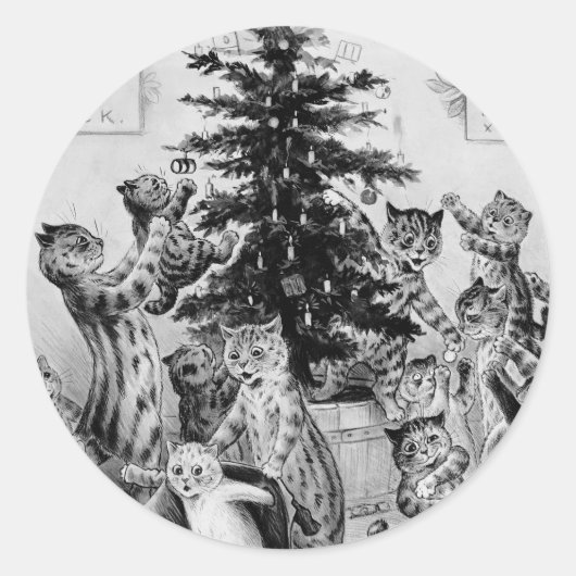 Het is een kattenkerst - Louis Wain Stickers (Voorkant)