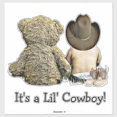 Het is een Lil Cowboy Teddy Baby shower Sticker (Vel)