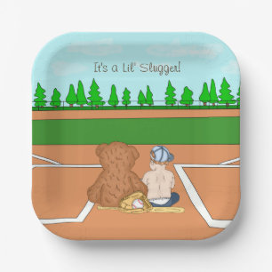 Het is een Lil'Slugger Boy's Baseball Baby shower Papieren Bordje