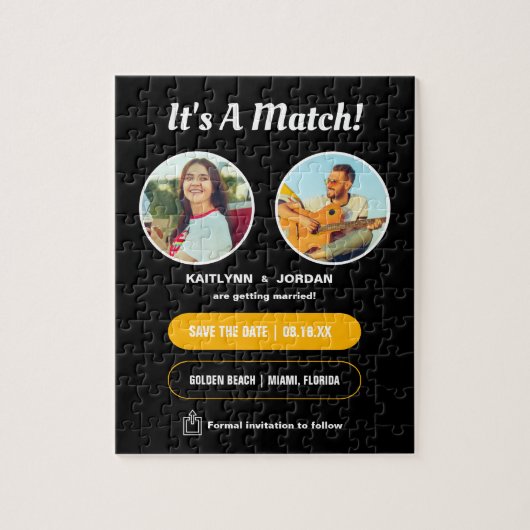 Het is een match | Foto Save the Date Puzzle Legpuzzel (Verticaal)