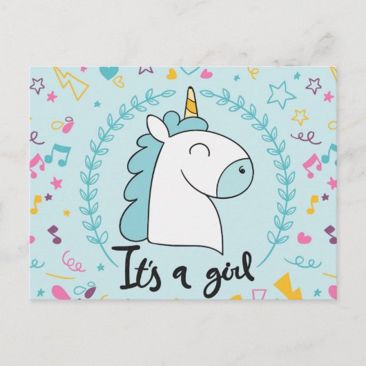 Het is een meisje aankondigingskaart (Voorkant)