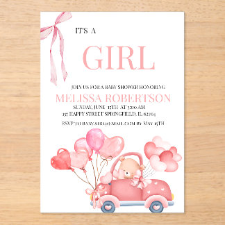 Het is een meisje! acryl uitnodigingen